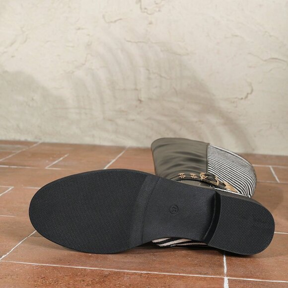 Black And White Business Casual Women's Knee-High Boots - Picture 7 of 7